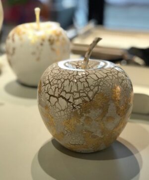 White Cracked Apple with Gold Leaf